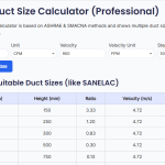 HVAC Duct Size Calculator