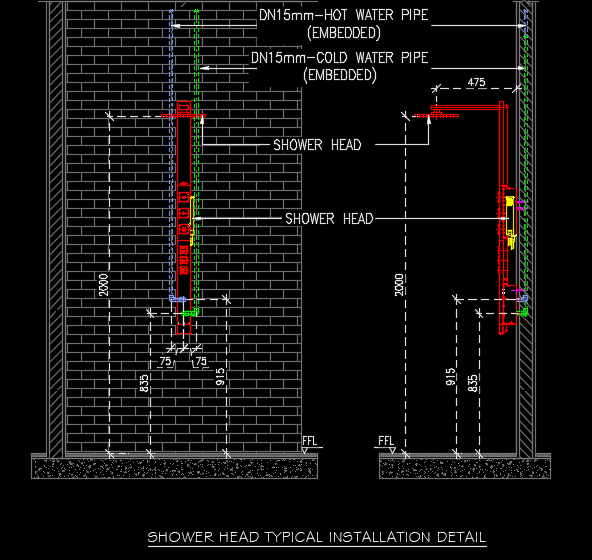 shower system installation drawing