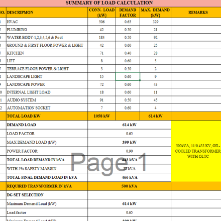 Free Electrical Load Calculation Excel