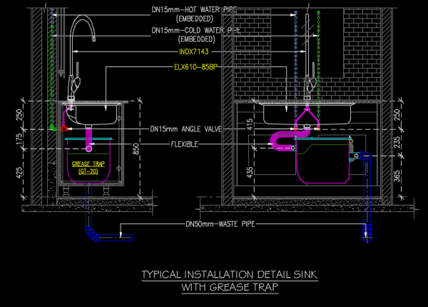 Kitchen Sink Grease Trap Detail DWG Free Download (CAD Drawing + Design Guide)