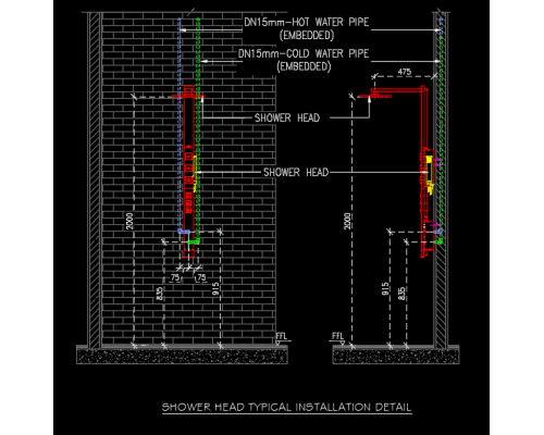 shower system installation drawing